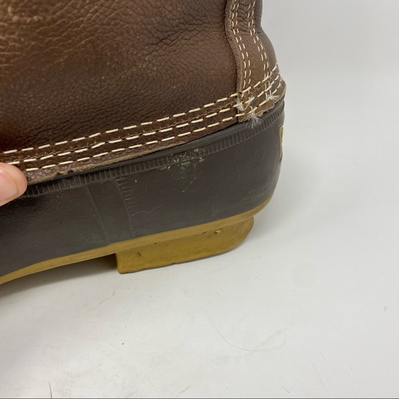 L.L. Bean Women’s 8” Brown Leather Shearling Lined Bean Boots Size 10 Narrow - Picture 4 of 13